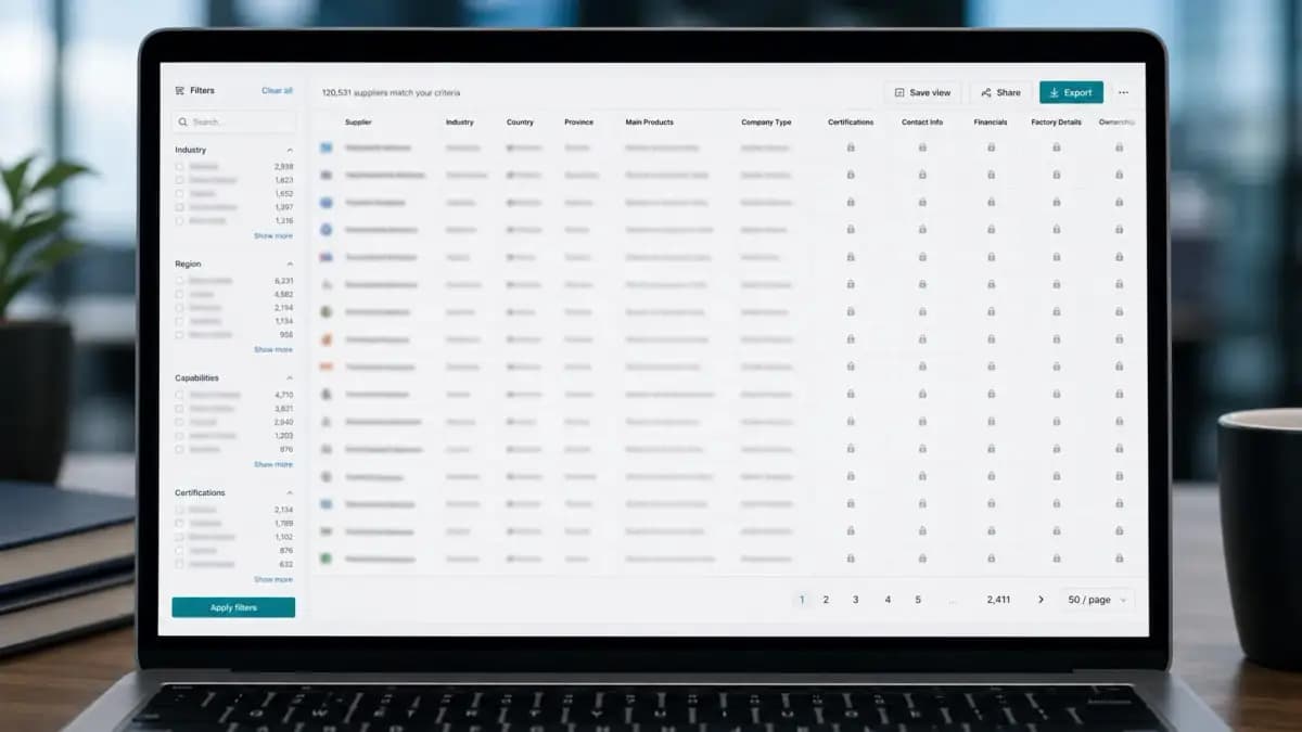 Blurred spreadsheet export preview