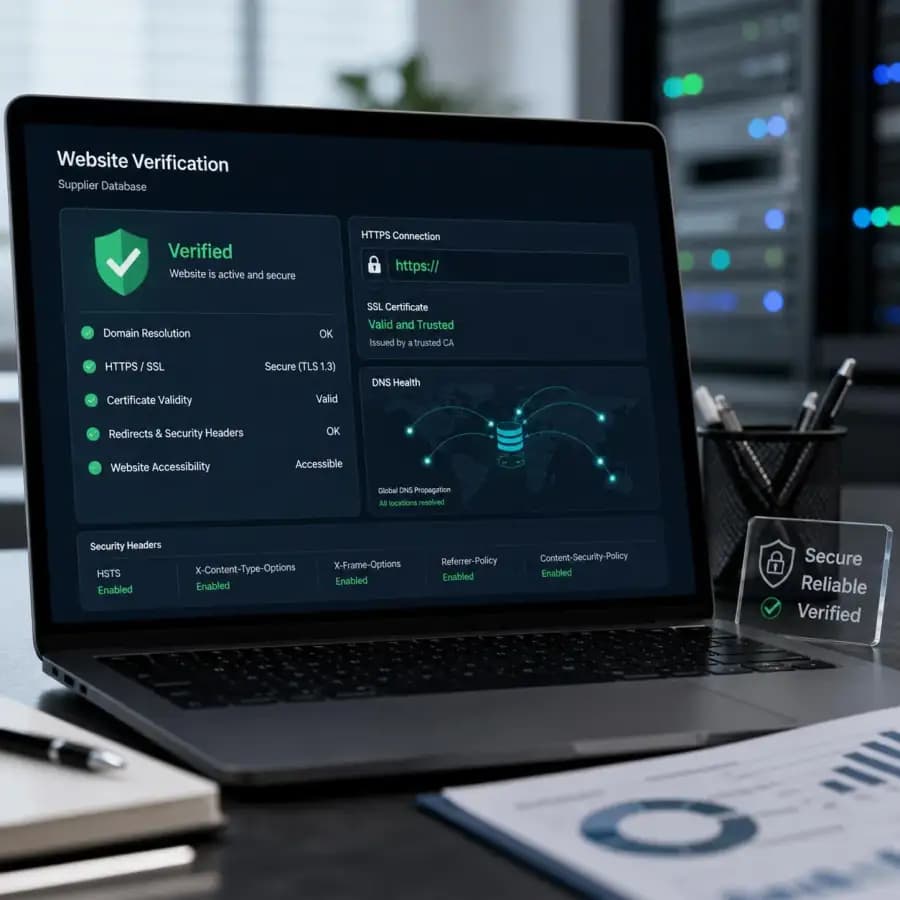 Website verification diagnostic visual